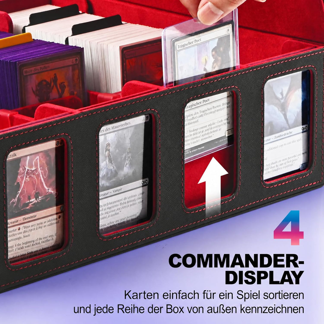 Trading Card Storage Box für Commander Display, 2400+ MTG Deck Box mit 4 Top Loaders, TCG Card Case