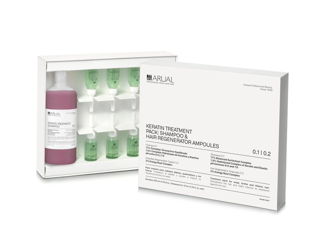 Arual Keratin Champu Pack 251Ml + Ampollas 8U.