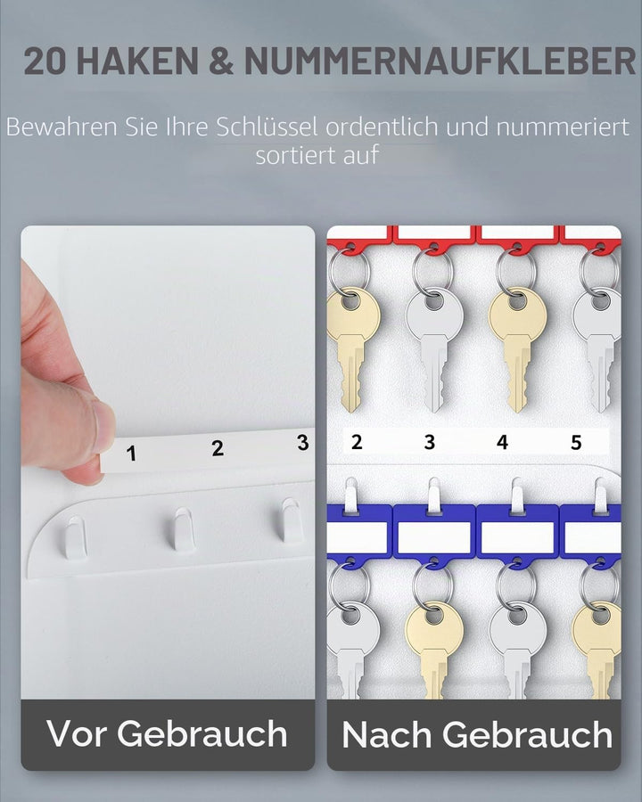 Uniclife Schlüsselschrank mit 20 Positionen und Zahlenschloss, zurücksetzbar, digitales Aufbewahrung