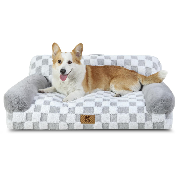 KSIIA Orthopädisches Katzenbett Flauschig 89x56cm, Abnehmbar Katzensofa Hundebett Waschbar, Hundesof