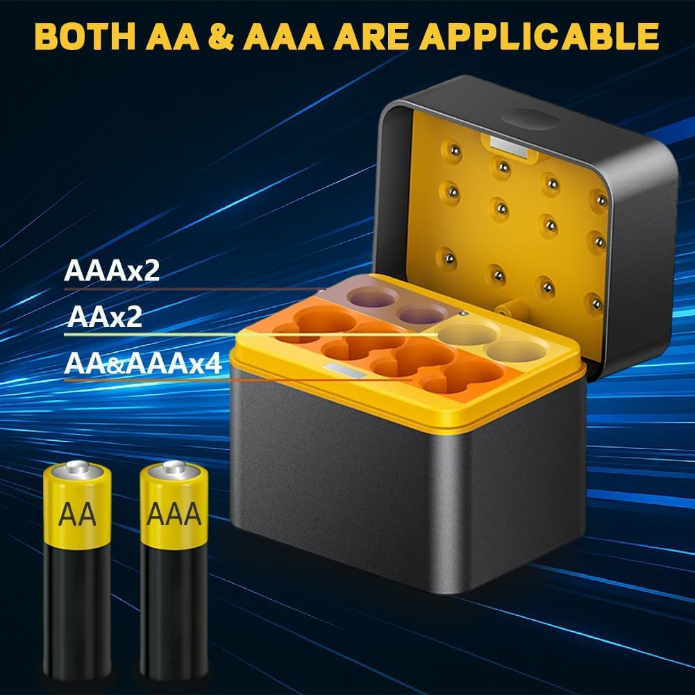 Flintronic Akku Ladegerät für AA/AAA, AA AAA Lithium Batterien Ladegerät, Akkuladegerät LED-Display