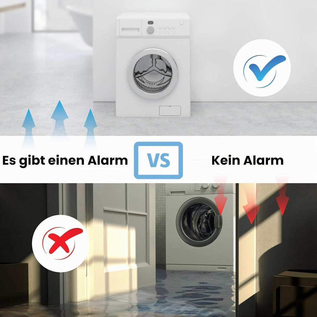 Wassermelder Wasseralarm Leck und Tropfen Alarm 90dB, 3 Stück Sirene Kabelloser Sensor Wasserstand,