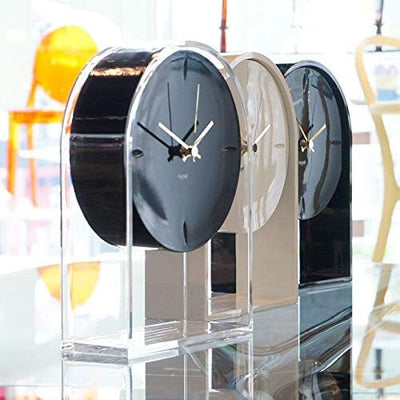 Kartell Air du Temps Tischuhr, Plastik, Kristallklar/schwarz, 21.5 x 8 x 30 cm, Kristallklar/Schwarz