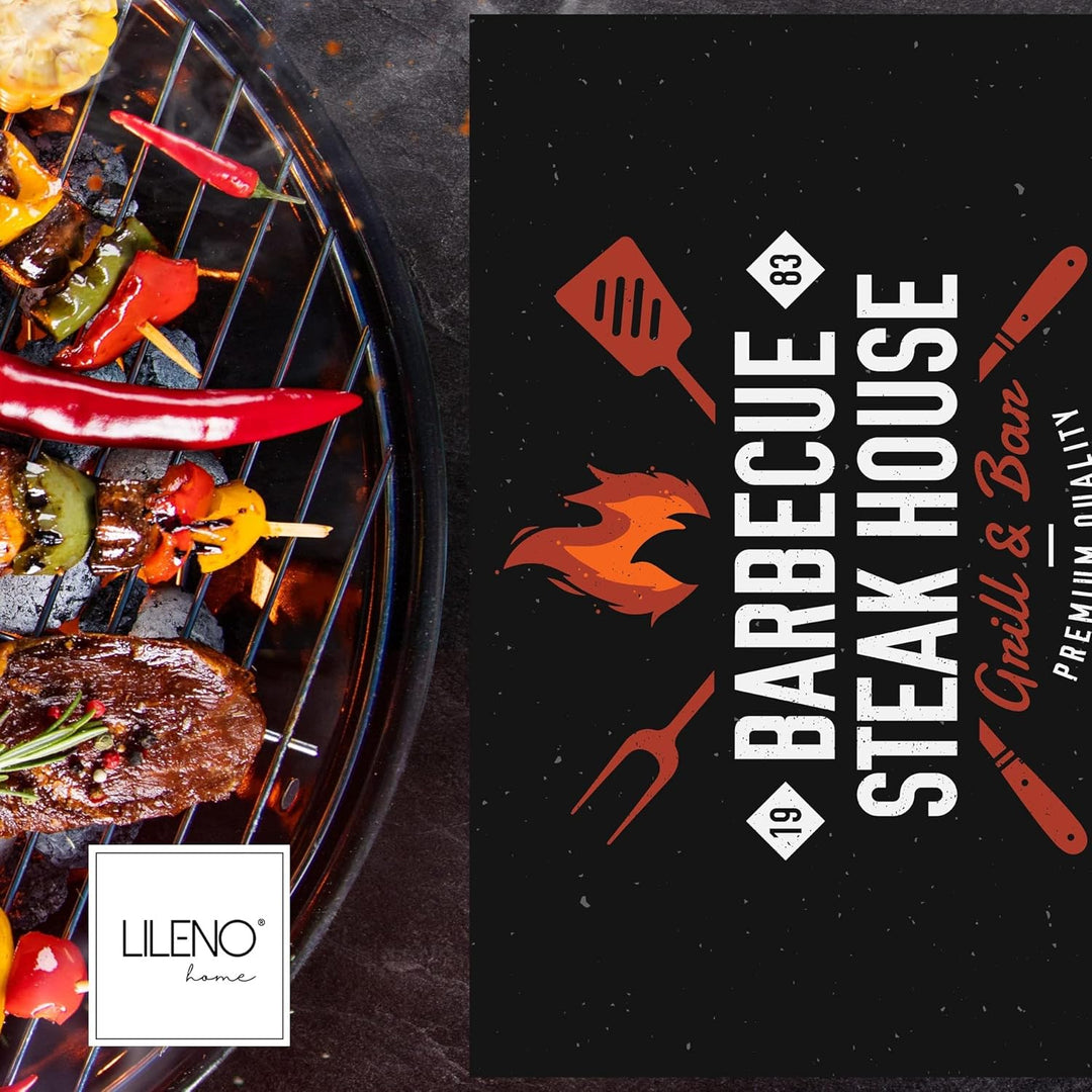 LILENO HOME Grill u. BBQ Matte 75 x 120 cm (Barbecue Steak House Schwarz) - als perfekte bodenschutz