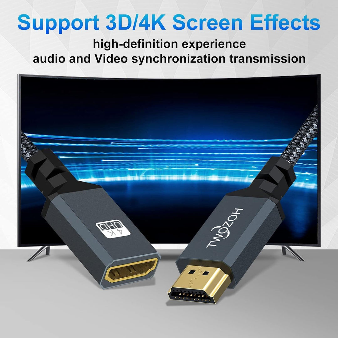 Twozoh HDMI Verlängerungskabel 5M, HDMI Stecker auf Buchse Kabel, HDMI 2.0 Kabeladapter, Unterstützt
