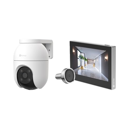 EZVIZ 2MP WLAN Türspion mit Farbbildschirm CP2 und WLAN Überwachungskamera Aussen C8c 5MP