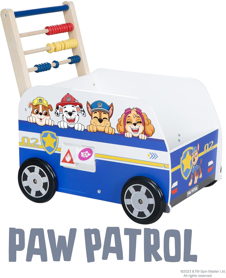 roba Bully-Schiebebus Paw Patrol für Kinder - Lauflernwagen/Puppenwagen aus Holz mit Spielfunktionen