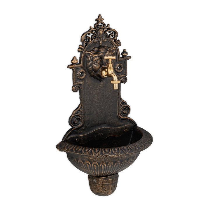 Relaxdays Wandbrunnen, Wasserspeier, Waschbecken &amp; Wasserhahn, Gartenbrunnen HBT 61 x 35 x 18 cm, Gu
