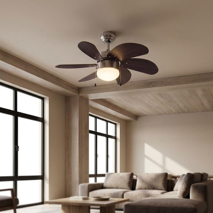Bestron Deckenventilator mit Beleuchtung, 3 Geschwindkigkeitsstufen & grosse Flügelspannweite von Ø7