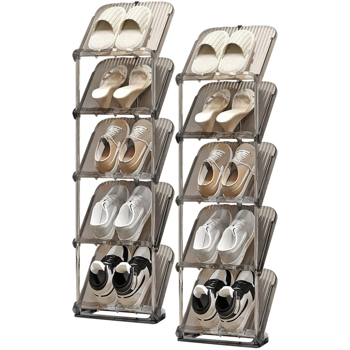 Schmales Schuhregal, 5 Etagen, schmales Design für kleine Räume und Ecken, vertikaler Schuhschrank u