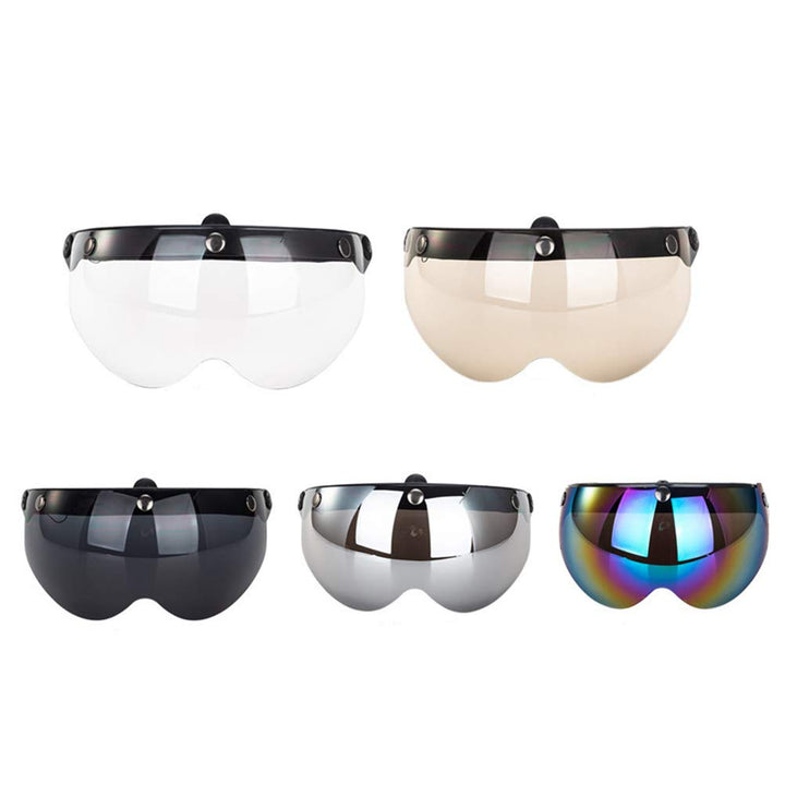 3 Helmvisier Universelles Druckknopf Winddichtes Sonnenschutz Halbgesicht-Retro Motorradhelm Visier