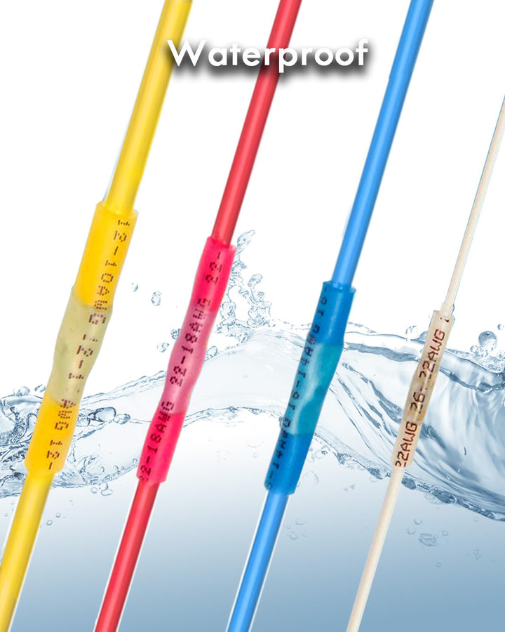 Stossverbinder, ANVINKU 210 Stück Quetschverbinder mit Schrumpfschlauch Set, 10-26 AWG Kabelverbinde