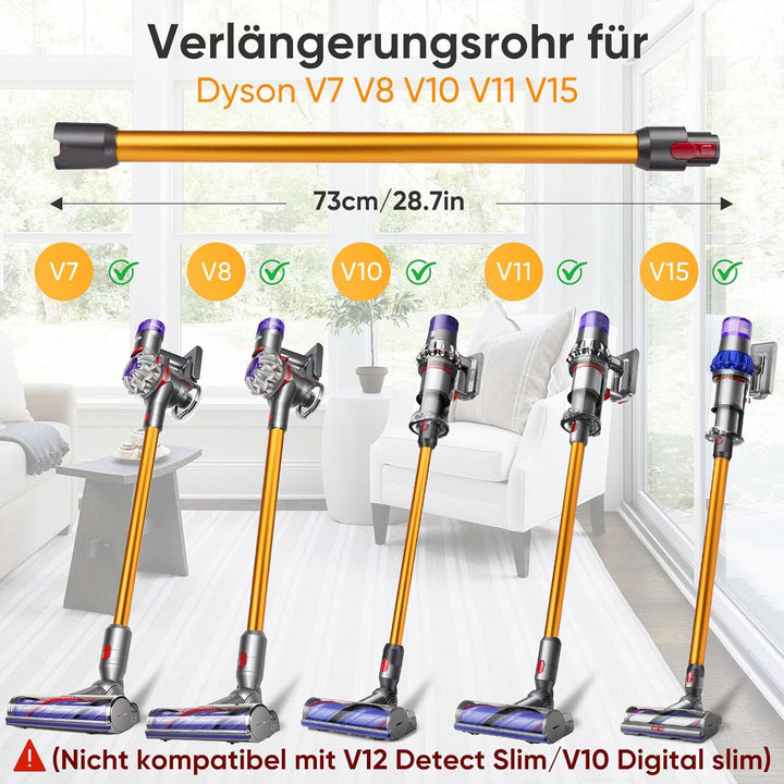 BIHARNT Verlängerungsrohr für Dyson V11 V15 V10 V8 V7 Stabstaubsauger,Ersatz Teleskoprohr Schnellspa
