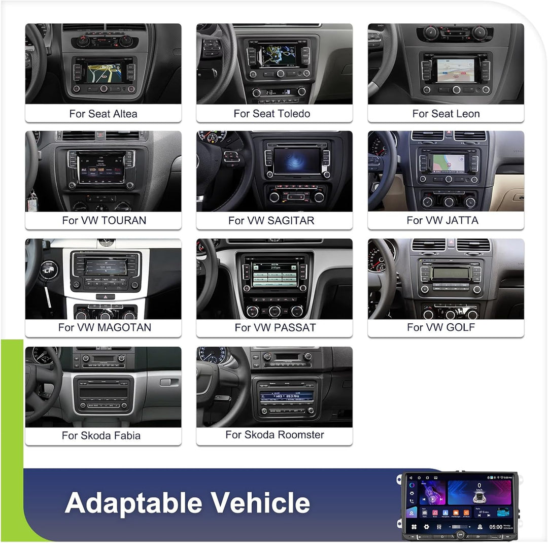 CAMECHO 4G+64G Android 15 Autoradio für VW Golf 5 Polo Skoda mit Navi Carplay Android Auto,9 Zoll Do