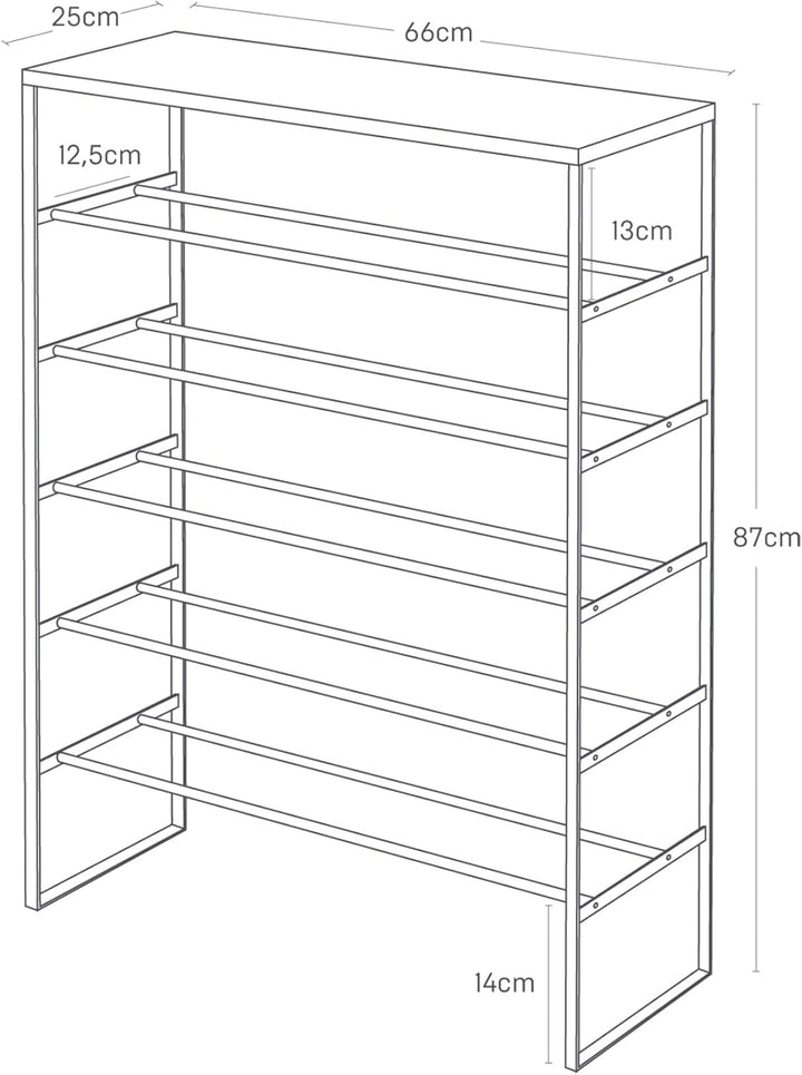 Shoe rack with wood top board - Tower - black Single Schwarz, Single Schwarz