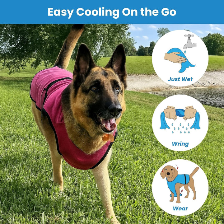 DOGZSTUFF Kühlweste für Hunde, leichte Jacke mit verdunstender Kühl-Mikrofaser-Technologie, UV-Schut