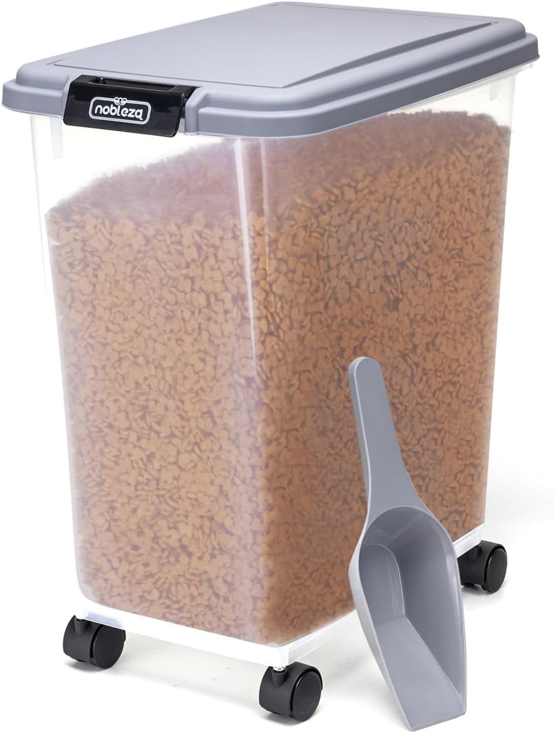 Nobleza - Futterbehälter für Haustiere 30 L, für Haustiere, Lebensmittelbox mit Rädern, Klappdeckel,