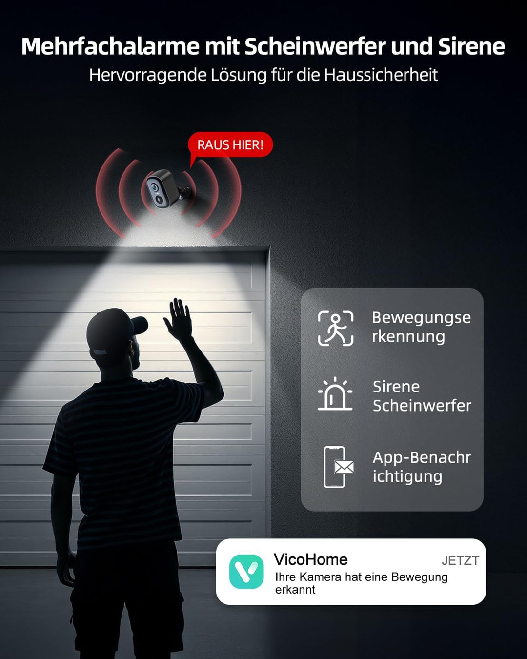 Techage Solar Überwachungskamera Aussen, 2304P, Wi-Fi, Wetterfest, App-Steuerung, 10m Reichweite, Wa