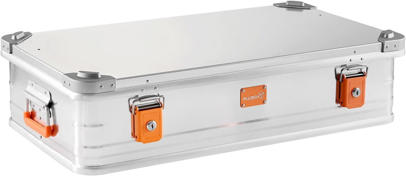 Alubox Alukiste abschliessbar E92-17 - Premium Aluminium Lagerbox 50 Liter - Deckel mit Aluminium Dr