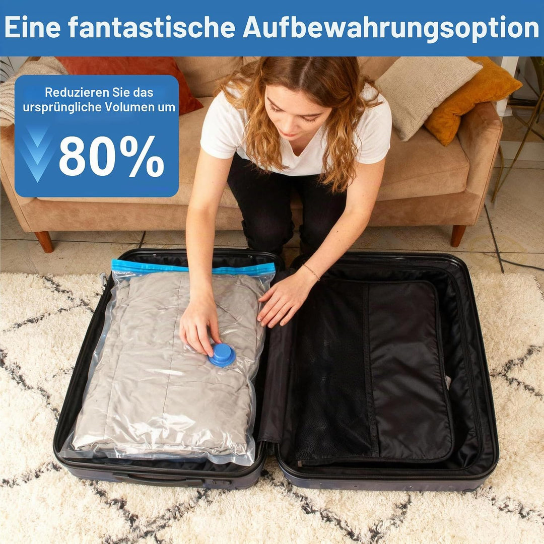 12 Vakuumbeutel für Kleidung mit Elektrischer Luftpumpe und Manuelle Luftpumpe, 3 Jumbo, 3 Gross, 3