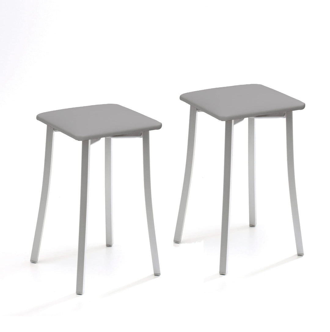 ASTIMESA Zwei Küchenhocker, Design und Kunstleder, grau, Sitzhöhe 45 cm., Grau