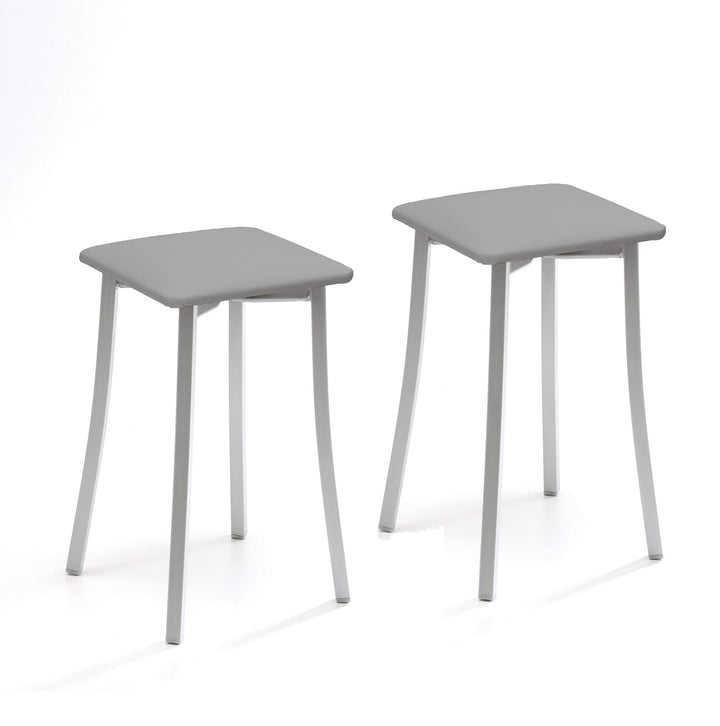 ASTIMESA Zwei Küchenhocker, Design und Kunstleder, grau, Sitzhöhe 45 cm., Grau