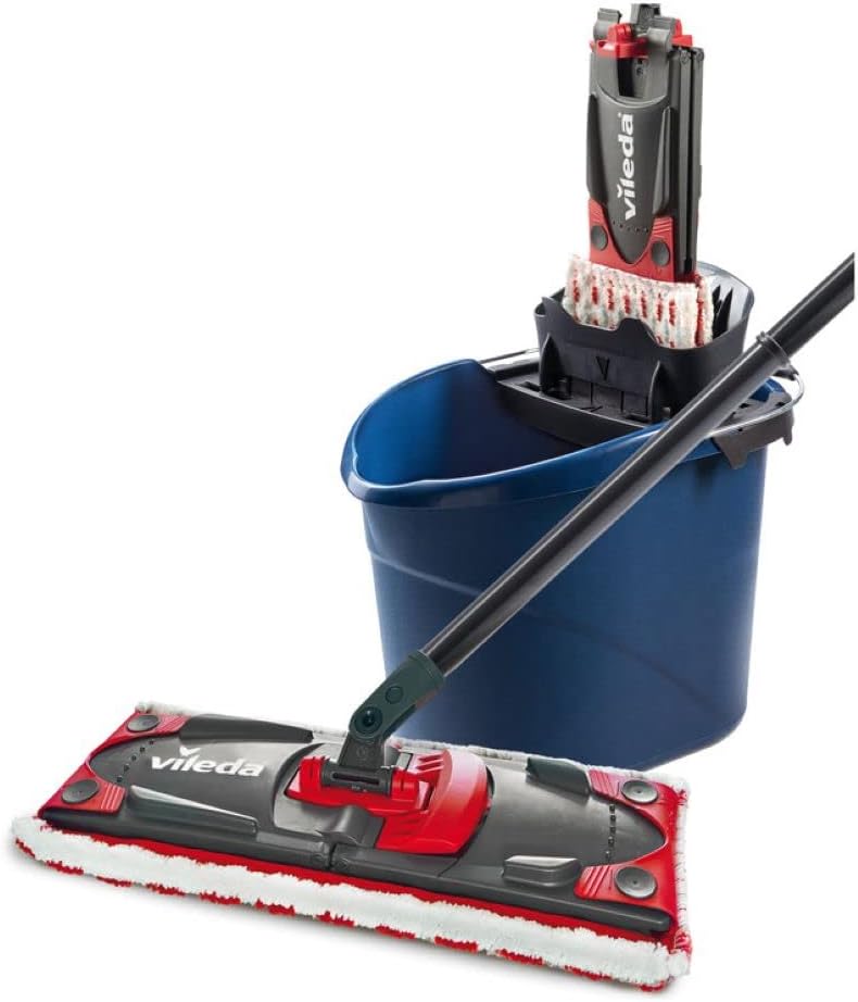 Vileda ULTRAMAX 2in1 Bodenwischer Komplett Set, Wischmopp mit Stiel, Mikrofaser-Bezug und Eimer mit