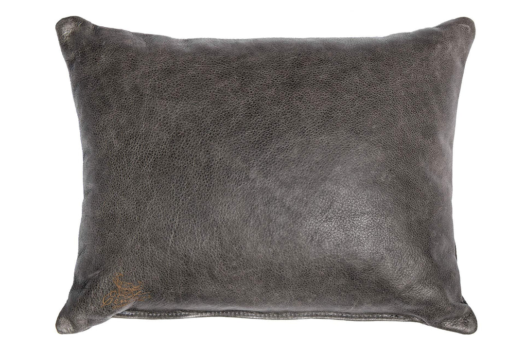 Centaur - Deko Lederkissen 50 x 40 cm für Sofa oder Schlafzimmer basaltgrau - Echt Leder Kissen Echt