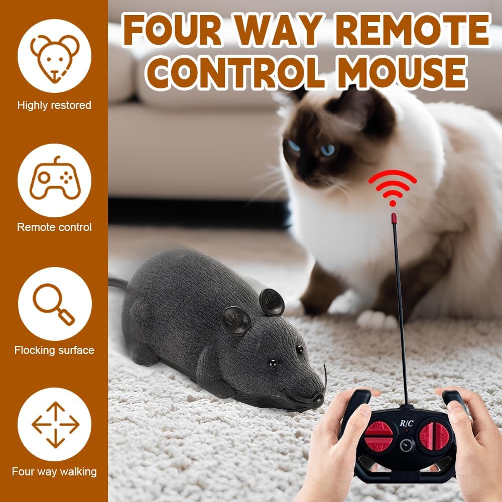 Katzenspielzeug Elektrisch Spielmaus, RC Maus Mit Fernbedienung, Fernbedienung Gefälschte Ratte, Rea