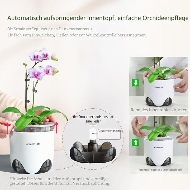 Meshpot Orchideentöpfe mit Löchern zum Umtopfen, 12,7 cm, 2 Stück, doppellagiger Kunststoff-Imitat,