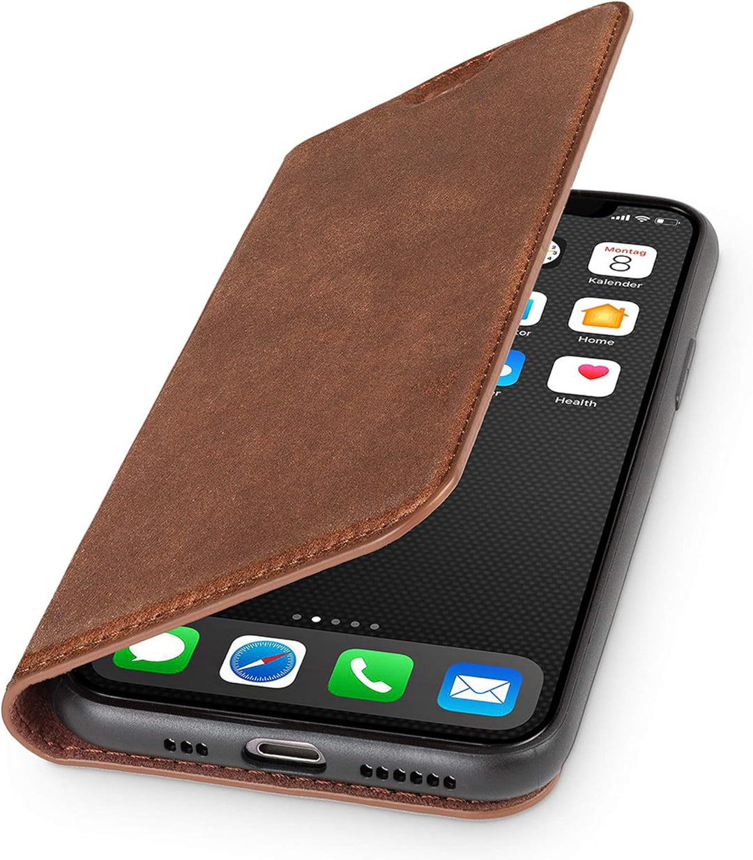 WIIUKA Echt Ledertasche - TRAVEL Nature - Hülle für Apple iPhone 11 Pro - ITALIENISCHES Leder - Vint