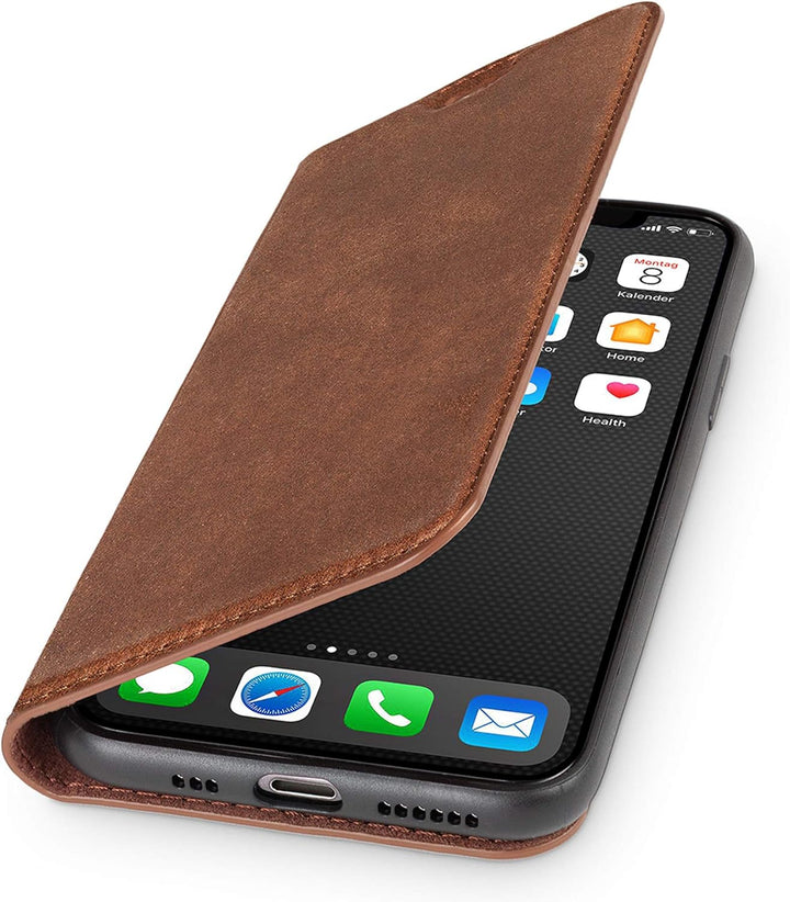 WIIUKA Echt Ledertasche - TRAVEL Nature - Hülle für Apple iPhone 11 Pro - ITALIENISCHES Leder - Vint