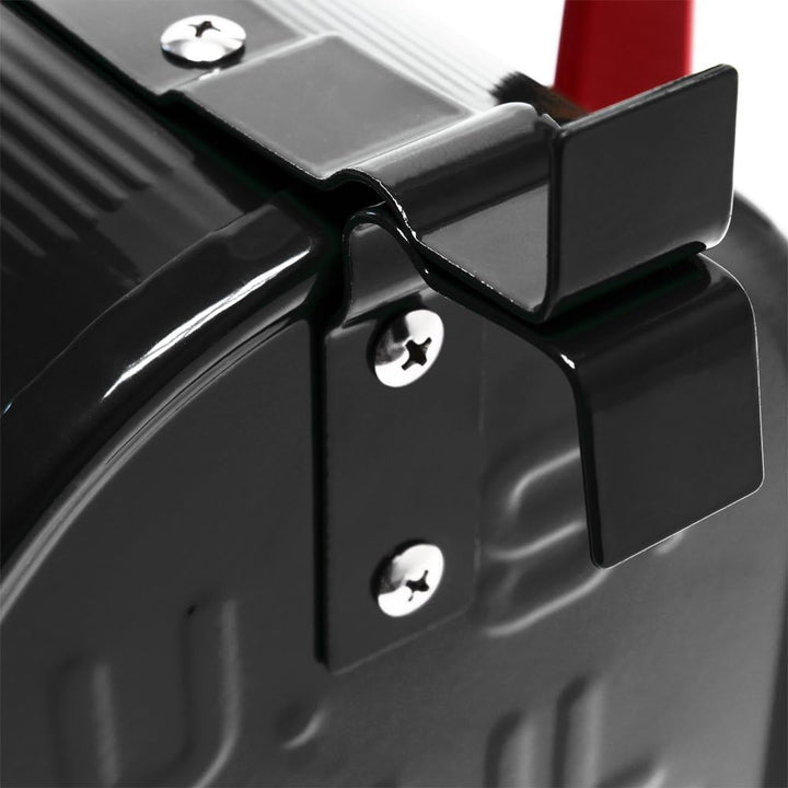 Wiltec Set US Mailbox schwarz 180 x 220 x 480 mm, amerikanischer Briefkasten mit Fahne, Standbriefka