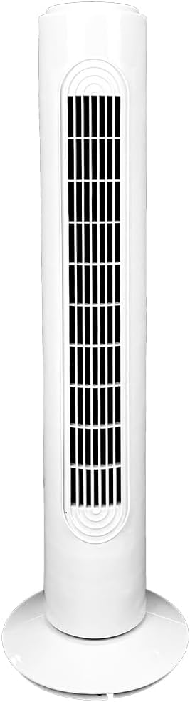 GROWMANIA.ES Säulenventilator, 45 W, weiss | leiser Turmventilator | 3 Geschwindigkeitsstufen | auto