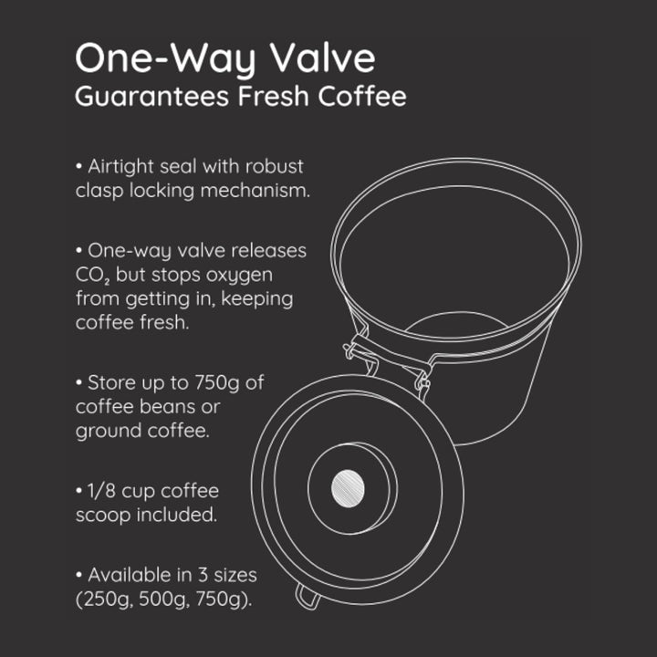 Café Olé CC-750S Luftdichte Kaffeedose, sowohl für Bohnen- als auch für gemahlenen Kaffee, Edelstahl