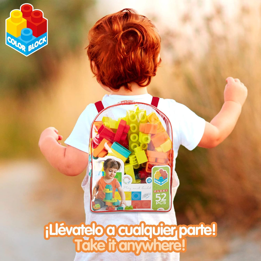 COLORBABY 49733 Flexi Kinderbausteine, inklusive 52 Teilen, Kinderspielzeug, Lernspielzeug, grosse B
