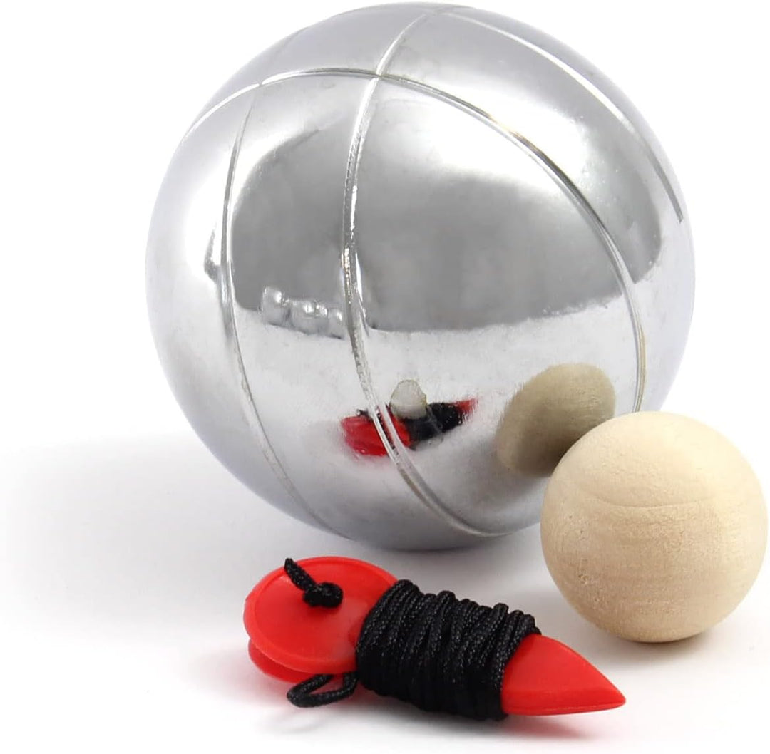Boule Set 6 Metall Kugeln 7,3 mm Durchmesser mit Zielkugel Schweinchen,Abstandsmesser, Kugelspiel Fr