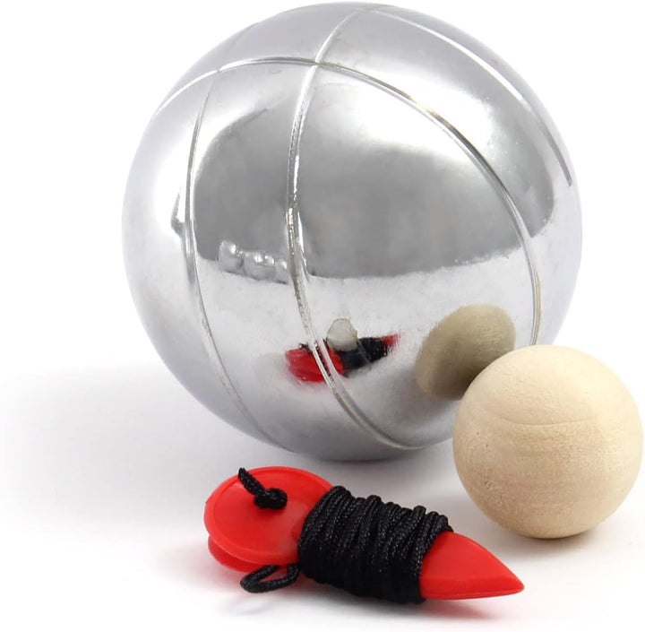 Boule Set 6 Metall Kugeln 7,3 mm Durchmesser mit Zielkugel Schweinchen,Abstandsmesser, Kugelspiel Fr