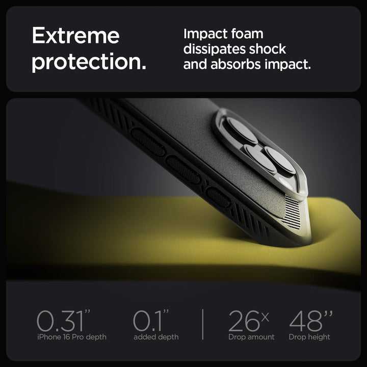 Spigen Rugged Armor MagFit Hülle für iPhone 16 Pro, Kompatibel mit MagSafe Zubehör -Matte Black iPho