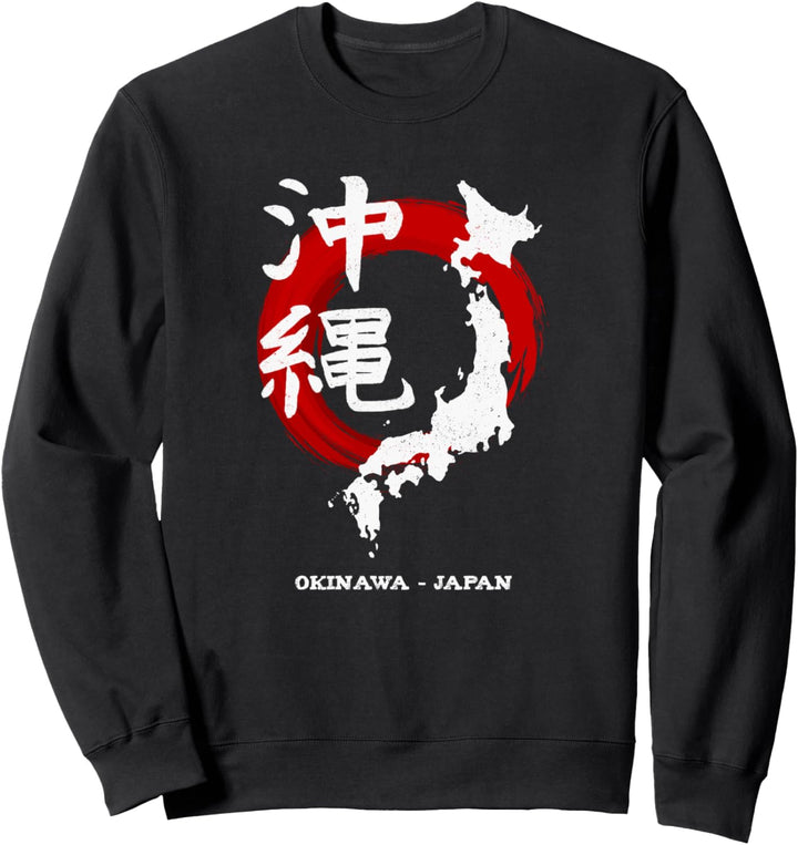 Okinawa Kanji Retro Distressed - Japan Reminder - Souvenir Sweatshirt