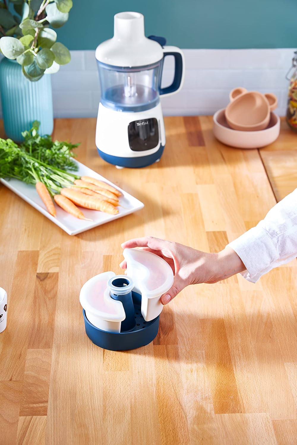 Tefal HB55W4 Yummy Gourmet Babynahrungszubereiter | inkl. Stabmixer, Spatel, Messbecher, 2x Keramikv