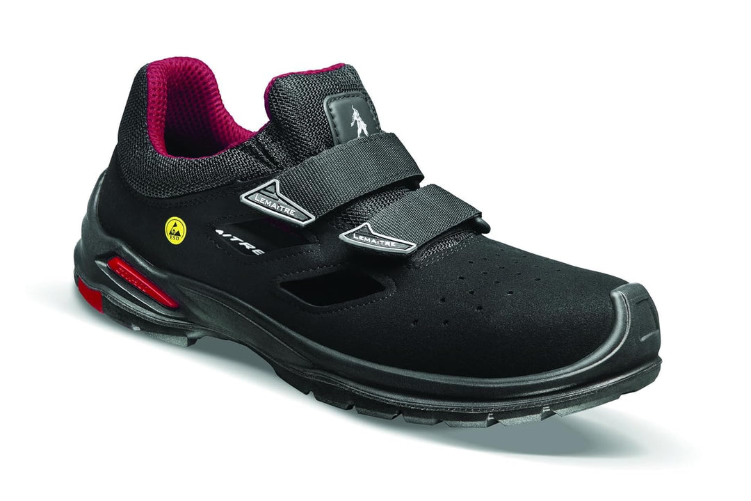 Lemaitre RILEY FRESH S1P ESD Low Sicherheitsschuhe RILFS1PNR-37, Grösse 37, Schwarz/Rot 37 EU, 37 EU