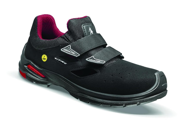 Lemaitre RILEY FRESH S1P ESD Low Sicherheitsschuhe RILFS1PNR-37, Grösse 37, Schwarz/Rot 37 EU, 37 EU