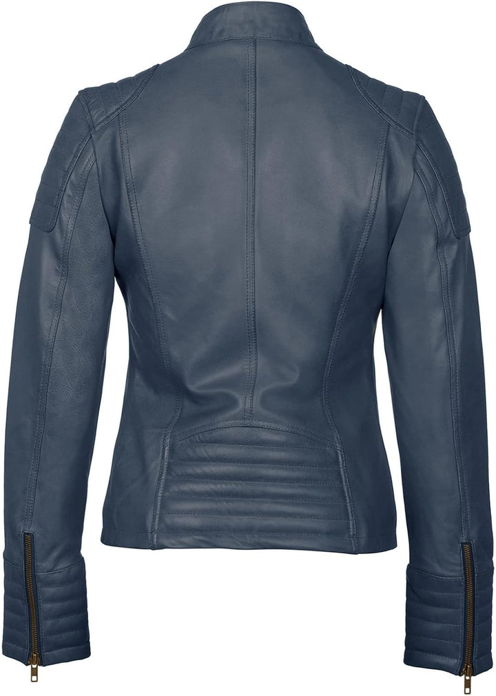 URBAN 5884 Damen Angelina Lederjacke, Jacke aus echtem Lammfell, Kurz und Enganliegend, Glattes und