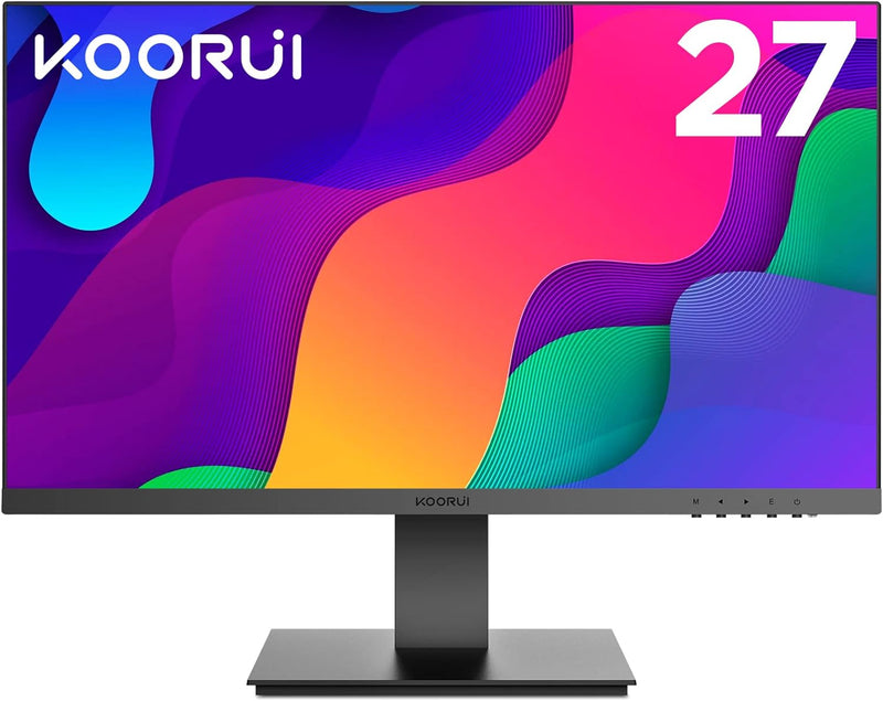 KOORUI Monitor 27 Zoll, Full HD Rahmenlos Bildschirm 16:9 IPS-Panel (75Hz, 5ms, Eye-Care, 1920 x 108