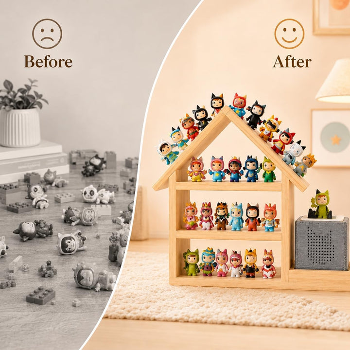Regal für Tonie, Grosse Magnetische Holz Schweberegale für Toniebox 1 & 2, Holz Wand Regal für 70-85