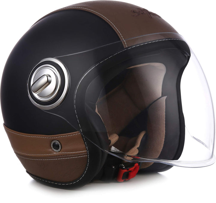 Soxon® SP-888 Pro „Urban Black“ · Jet-Helm · Motorrad-Helm Roller-Helm Scooter-Helm Moped Mofa-Helm
