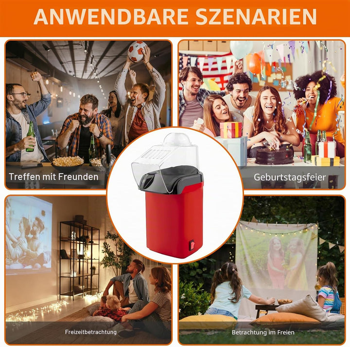 Popcornmaschine,1200W 220V Heissluft Popcorn Maker,Retro Popcorn Maker,Elektrische Popcorn Maschinen
