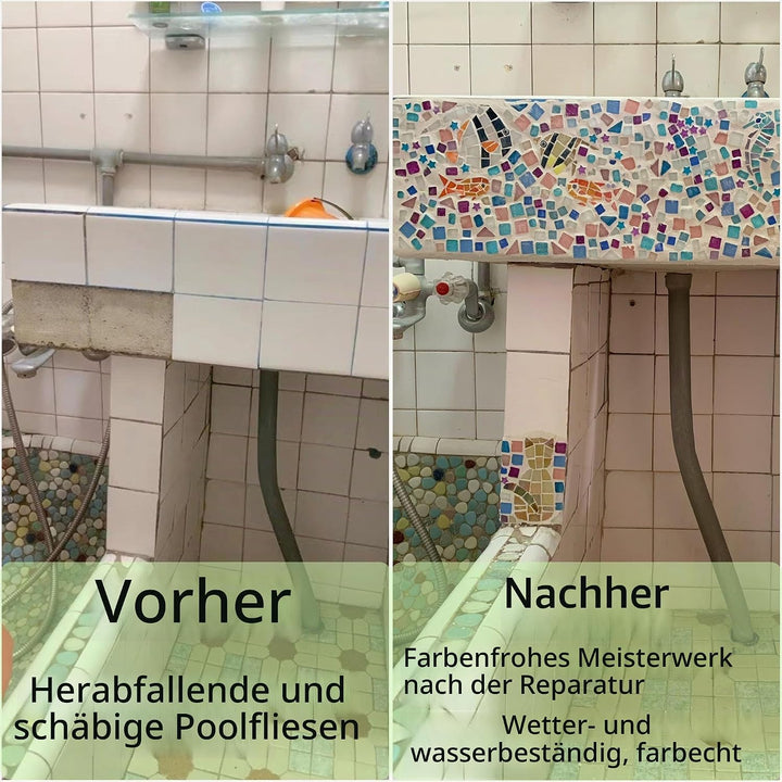 500 g Mosaikfliesen-Bastelsets, Mischung aus transparenten und glitzernden Glas Mosaiksteinen für DI