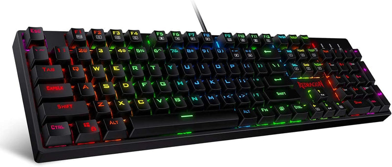 Redragon K582-US SURARA RGB LED-Hintergrundbeleuchtete QWERTY Mechanische Gaming-Tastatur mit 104 Ta